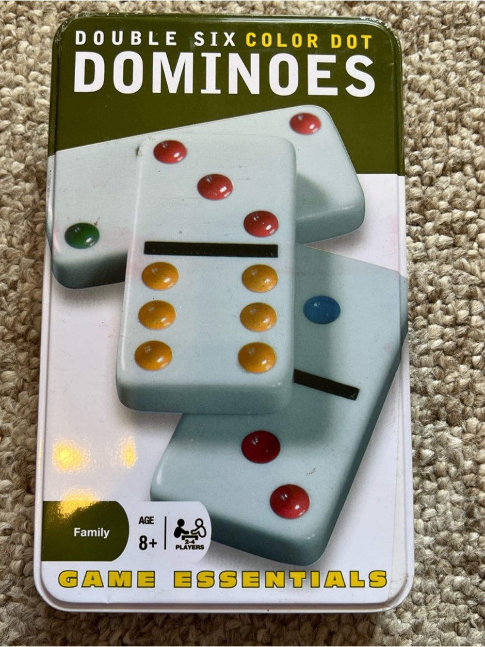 Game Essentials Double Six Color Dot Dominoes - White with Multicolor Dots